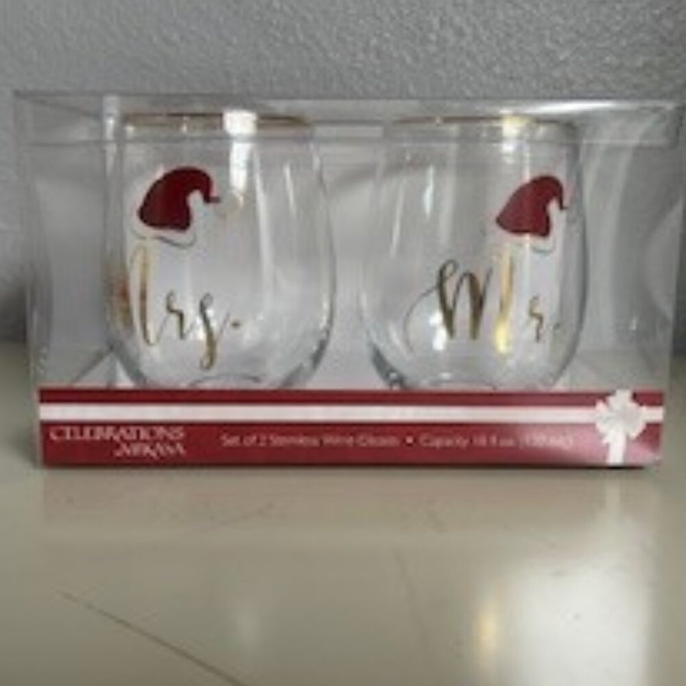 Mikasa MR and MRS Stemless Wine Glass Giftset